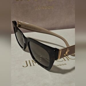 Jimmy Choo Black and Gold Cat-Eye Sunglasses